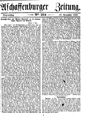 Aschaffenburger Zeitung Donnerstag 17. November 1859