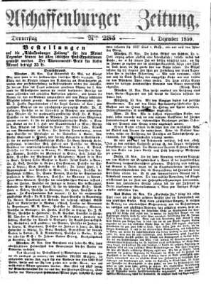 Aschaffenburger Zeitung Donnerstag 1. Dezember 1859