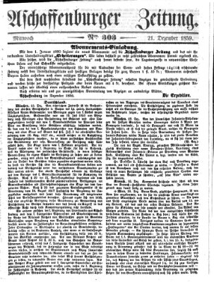 Aschaffenburger Zeitung Mittwoch 21. Dezember 1859