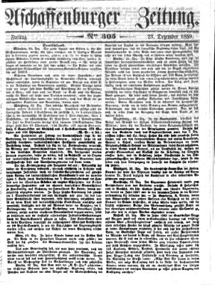 Aschaffenburger Zeitung Freitag 23. Dezember 1859