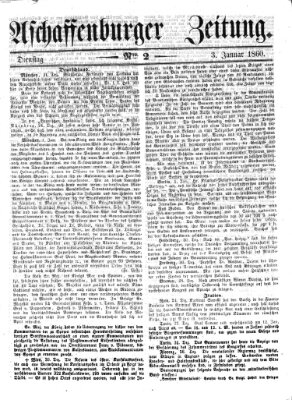 Aschaffenburger Zeitung Dienstag 3. Januar 1860