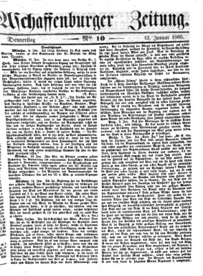 Aschaffenburger Zeitung Donnerstag 12. Januar 1860