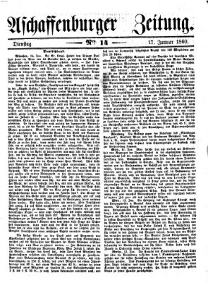 Aschaffenburger Zeitung Dienstag 17. Januar 1860