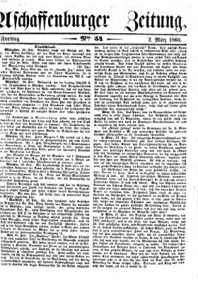 Aschaffenburger Zeitung Freitag 2. März 1860