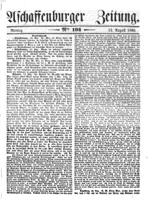 Aschaffenburger Zeitung Montag 13. August 1860