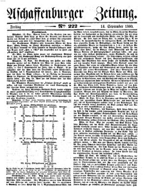 Aschaffenburger Zeitung Freitag 14. September 1860