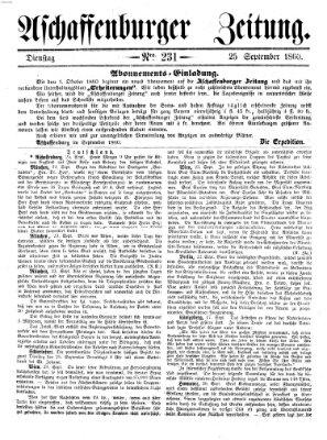 Aschaffenburger Zeitung Dienstag 25. September 1860