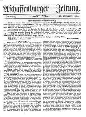 Aschaffenburger Zeitung Donnerstag 27. September 1860