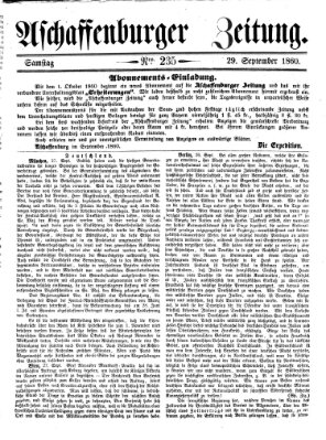 Aschaffenburger Zeitung Samstag 29. September 1860