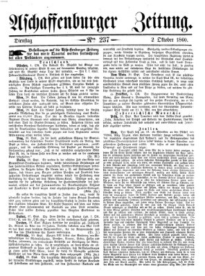 Aschaffenburger Zeitung Dienstag 2. Oktober 1860