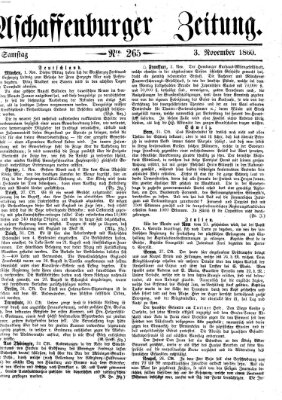 Aschaffenburger Zeitung Samstag 3. November 1860