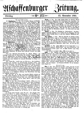 Aschaffenburger Zeitung Dienstag 13. November 1860