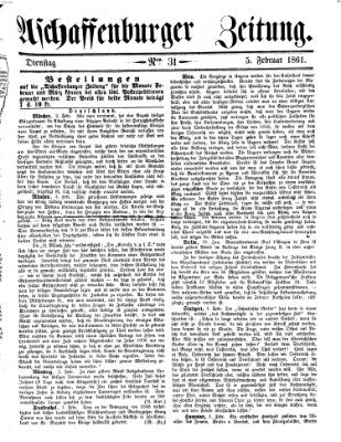 Aschaffenburger Zeitung Dienstag 5. Februar 1861