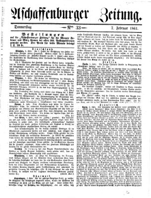 Aschaffenburger Zeitung Donnerstag 7. Februar 1861