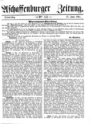 Aschaffenburger Zeitung Donnerstag 27. Juni 1861