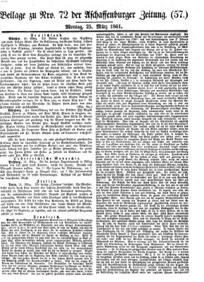 Aschaffenburger Zeitung Montag 25. März 1861