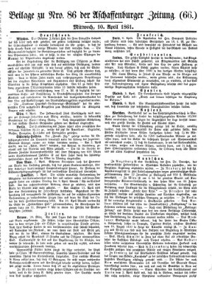 Aschaffenburger Zeitung Mittwoch 10. April 1861