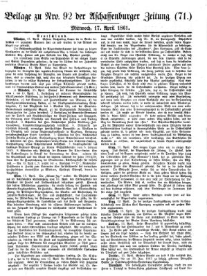 Aschaffenburger Zeitung Mittwoch 17. April 1861