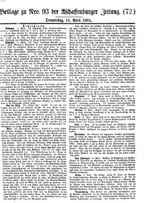 Aschaffenburger Zeitung Donnerstag 18. April 1861