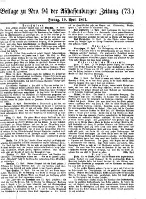 Aschaffenburger Zeitung Freitag 19. April 1861