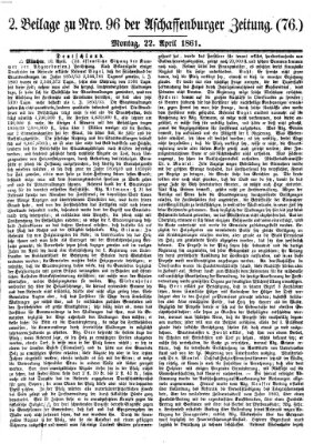 Aschaffenburger Zeitung Montag 22. April 1861