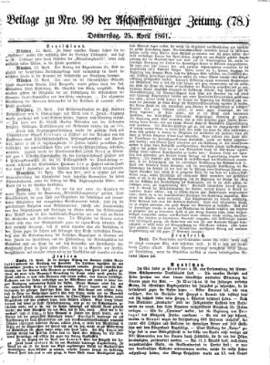 Aschaffenburger Zeitung Donnerstag 25. April 1861