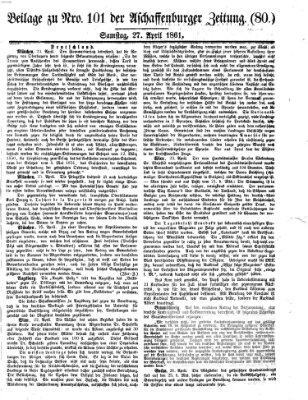 Aschaffenburger Zeitung Samstag 27. April 1861