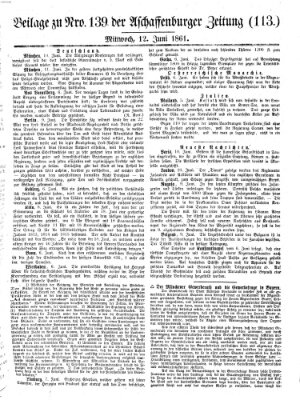 Aschaffenburger Zeitung Mittwoch 12. Juni 1861