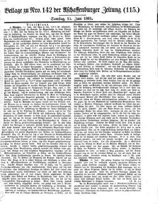 Aschaffenburger Zeitung Samstag 15. Juni 1861