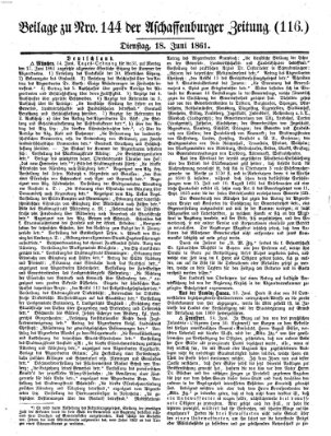 Aschaffenburger Zeitung Dienstag 18. Juni 1861