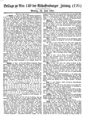 Aschaffenburger Zeitung Montag 24. Juni 1861