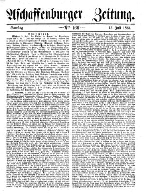 Aschaffenburger Zeitung Samstag 13. Juli 1861