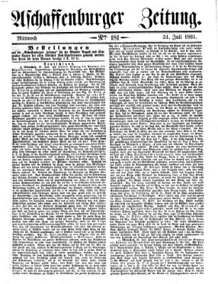 Aschaffenburger Zeitung Mittwoch 31. Juli 1861