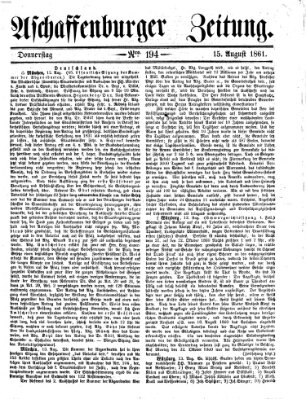 Aschaffenburger Zeitung Donnerstag 15. August 1861