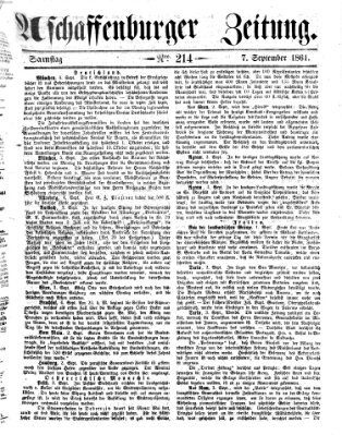 Aschaffenburger Zeitung Samstag 7. September 1861