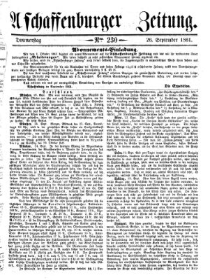 Aschaffenburger Zeitung Donnerstag 26. September 1861