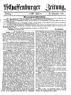 Aschaffenburger Zeitung Sonntag 29. September 1861