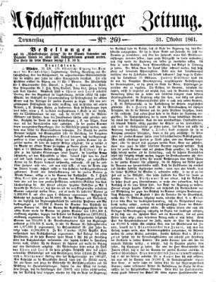 Aschaffenburger Zeitung Donnerstag 31. Oktober 1861