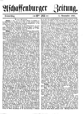 Aschaffenburger Zeitung Donnerstag 7. November 1861