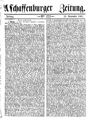 Aschaffenburger Zeitung Freitag 15. November 1861