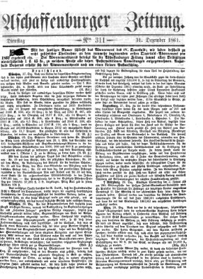 Aschaffenburger Zeitung Dienstag 31. Dezember 1861