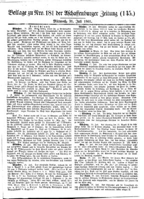 Aschaffenburger Zeitung Mittwoch 31. Juli 1861