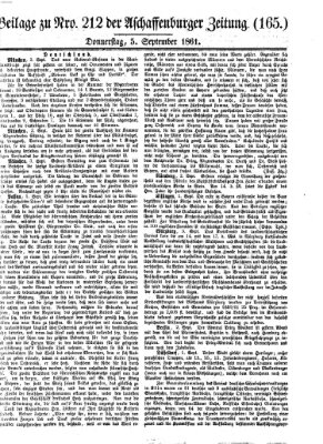 Aschaffenburger Zeitung Donnerstag 5. September 1861