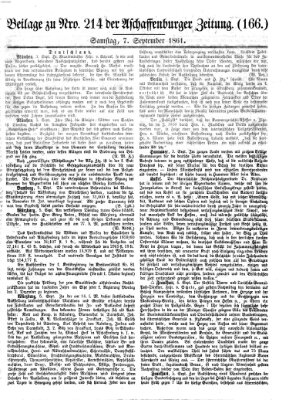 Aschaffenburger Zeitung Samstag 7. September 1861