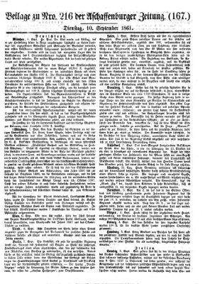 Aschaffenburger Zeitung Dienstag 10. September 1861