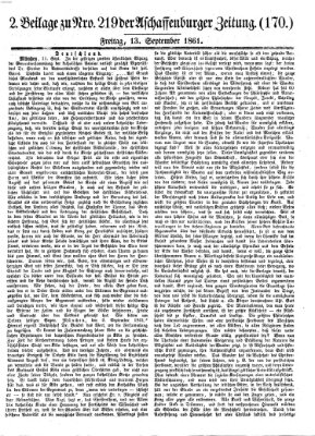 Aschaffenburger Zeitung Freitag 13. September 1861