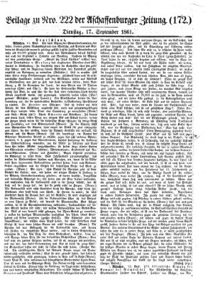 Aschaffenburger Zeitung Dienstag 17. September 1861