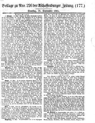 Aschaffenburger Zeitung Samstag 21. September 1861