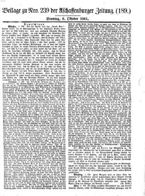 Aschaffenburger Zeitung Sonntag 6. Oktober 1861