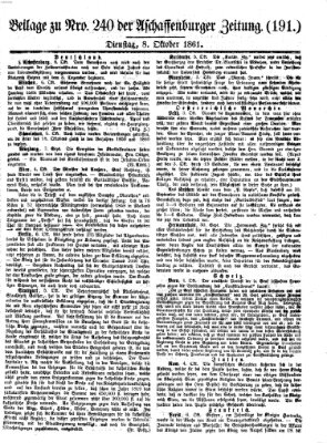 Aschaffenburger Zeitung Dienstag 8. Oktober 1861